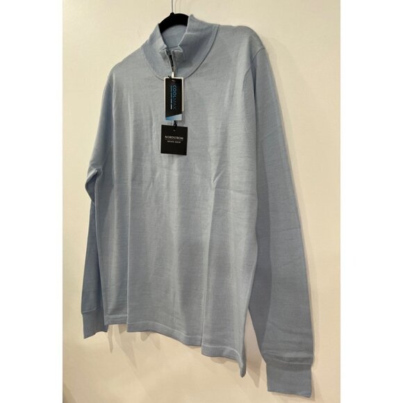 NWT NORDSTROM Men's Shop Tech-Smart CoolMax® 1/4 Zip Sweater Blue Skyway $99.50 - Picture 11 of 13